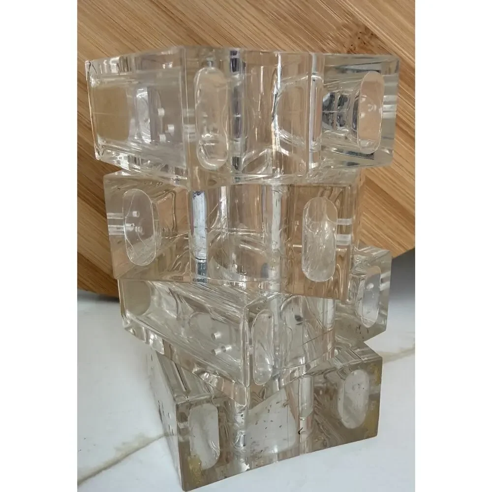 Vintage Lucite Acrylic Clear Individual Salt and Pepper Napkin Rings Set Of 4